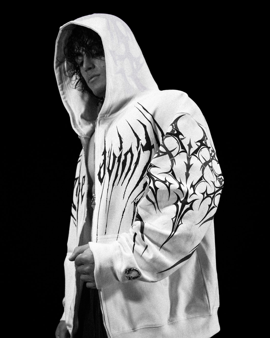Immortality Oversized Zip-Up Hoodie [DIVINE WHITE]