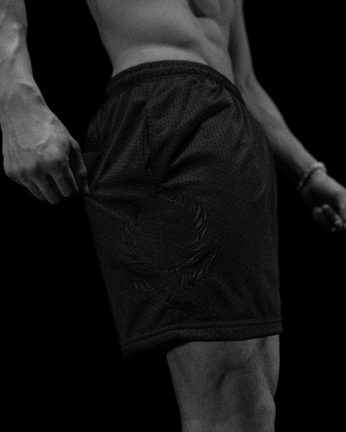 Omega Embroidery Bodybuilding Mesh Shorts [VOID BLACK]