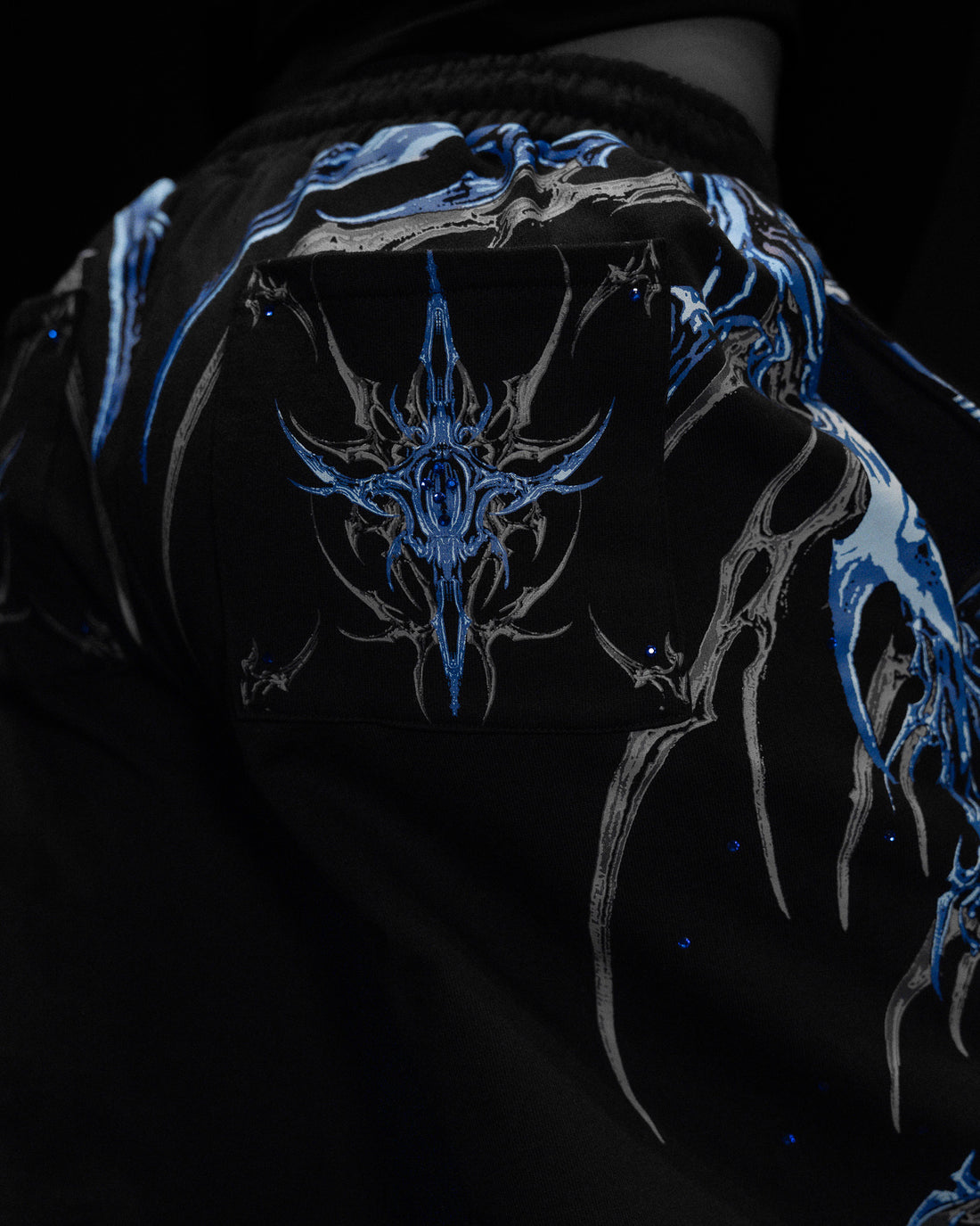 Women's Eternal Flame Rhinestone Oversized Sweatpants [MIDNIGHT BLUE]