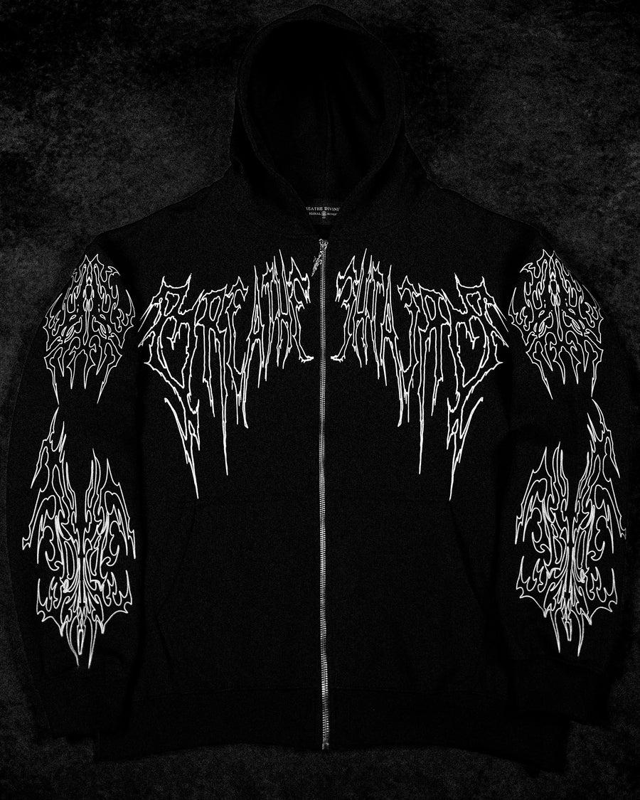 Abyssal Wraith Oversized Zip-up Hoodie [VOID BLACK]