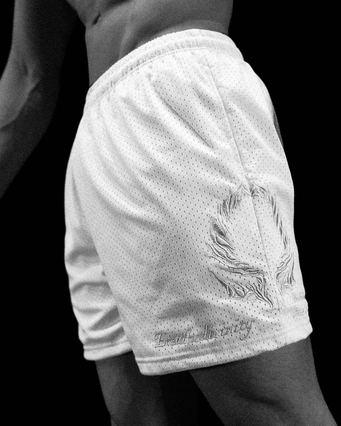 Omega Embroidery Bodybuilding Mesh Shorts [DIVINE WHITE]