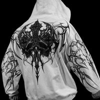 Immortality Oversized Zip-Up Hoodie [DIVINE WHITE]