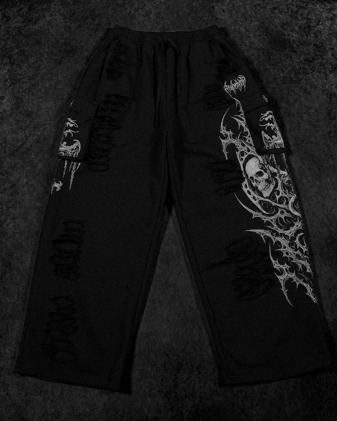 Mens Tarnished Uncuffed Luxury Cargos [VOID BLACK]