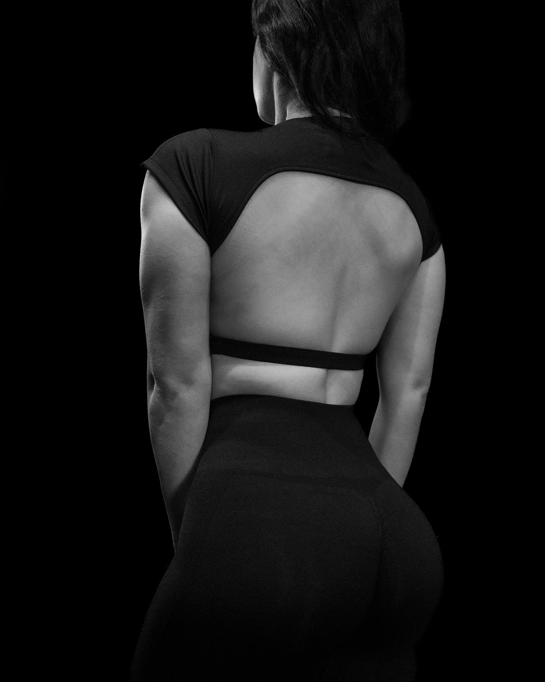 Void Tech™ Essential Open Back Crop Top [VOID BLACK]