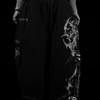 Death-Script Oversized Uncuffed Cargos [VOID BLACK]