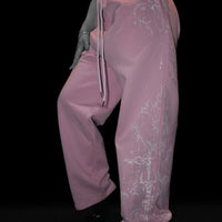 Women's Shattered Blade Rhinestone Uncuffed Sweatpants [PINK]