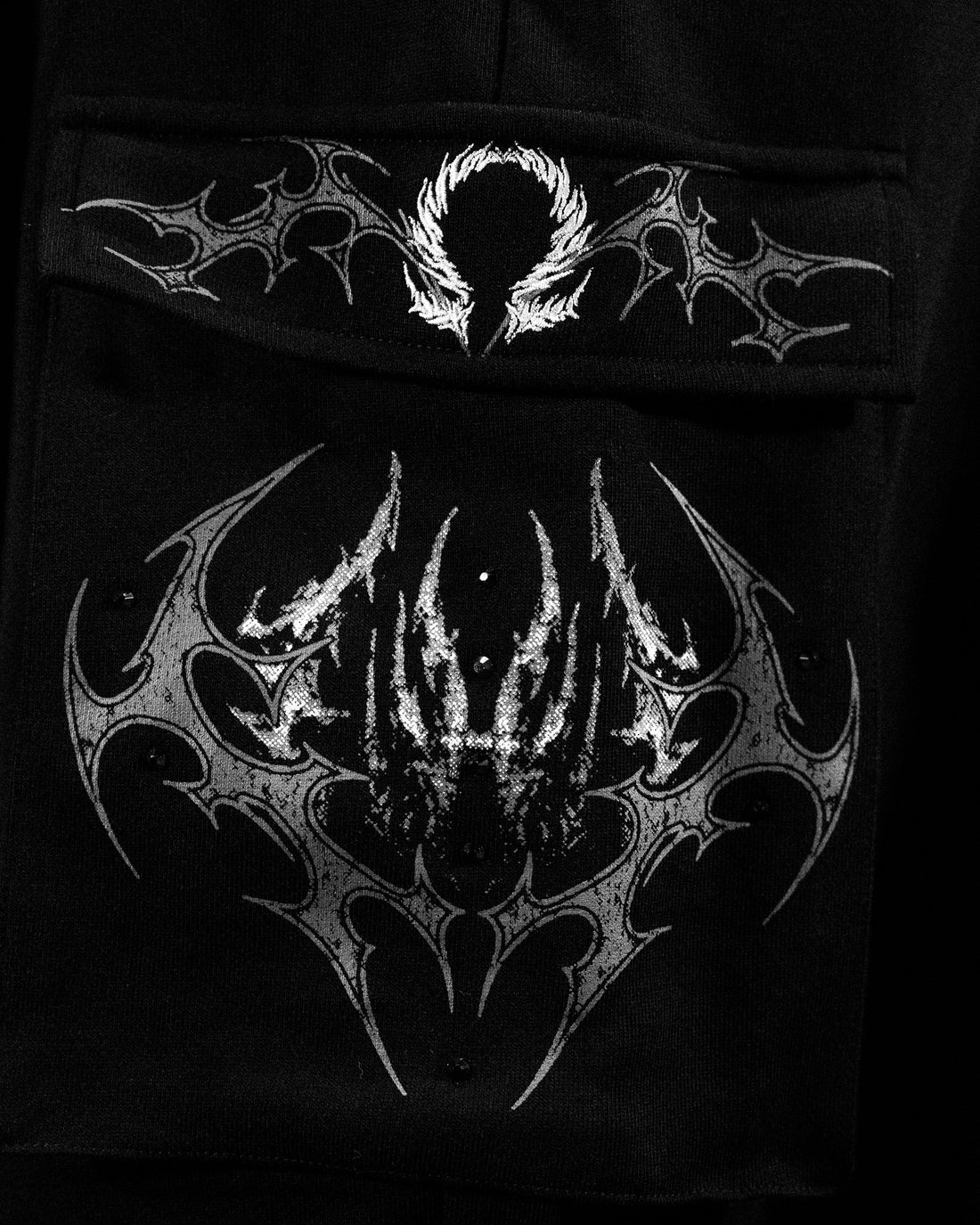 Death-Script Oversized Uncuffed Cargos [VOID BLACK]