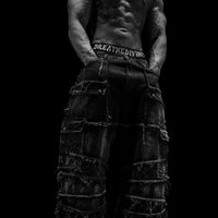 Oversized Distressed Denim Cargo jeans [ALLOY WASH]