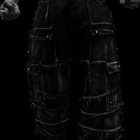 Oversized Distressed Denim Cargo jeans [ALLOY WASH]