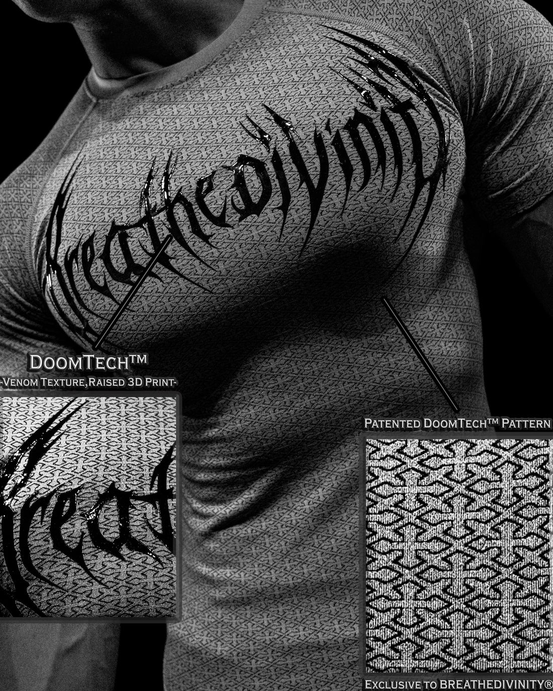 Doom Tech™ Armored Venom Texture Short sleeve Compression [WHITE GRADIENT]