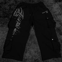 937 Embroidered Tactical Oversized Uncuffed Cargos [VOID BLACK]