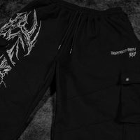 937 Embroidered Tactical Oversized Uncuffed Cargos [VOID BLACK]