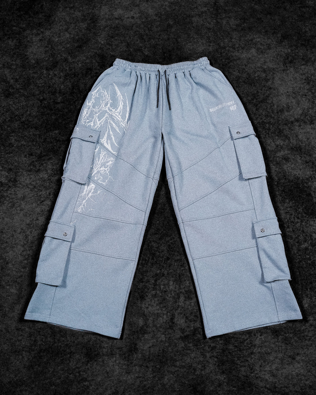 937 Embroidered Tactical Oversized Uncuffed Cargos [GUN METAL]