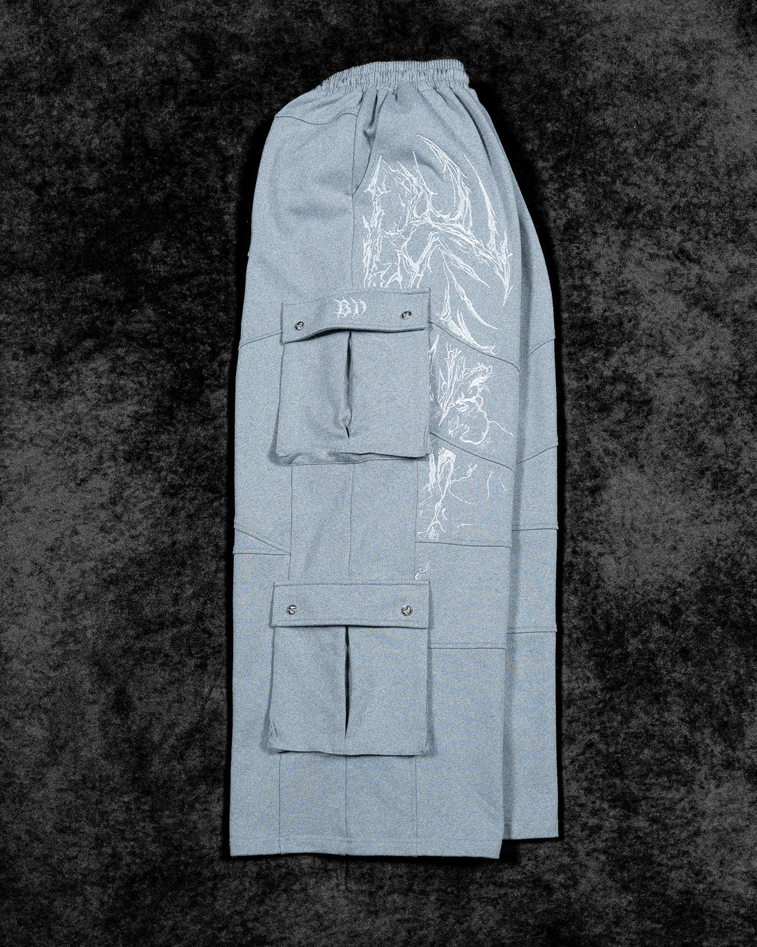 937 Embroidered Tactical Oversized Uncuffed Cargos [GUN METAL]