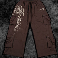 937 Embroidered Tactical Oversized Uncuffed Cargos [ROOT BEER]