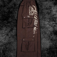 937 Embroidered Tactical Oversized Uncuffed Cargos [ROOT BEER]