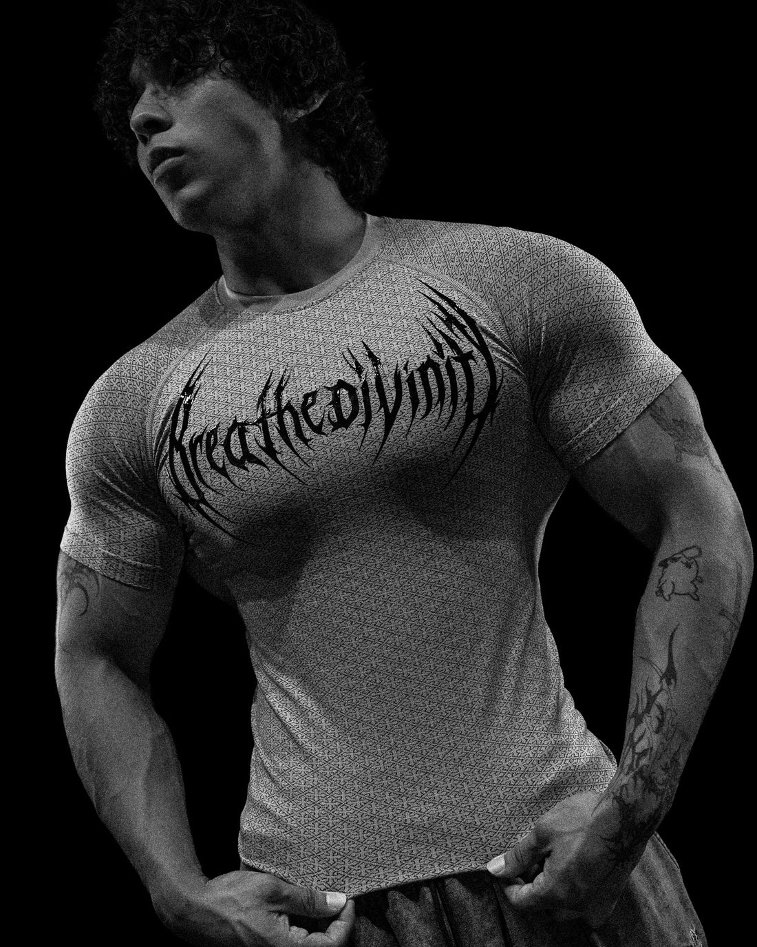 Doom Tech™ Armored Venom Texture Short sleeve Compression [WHITE GRADIENT]