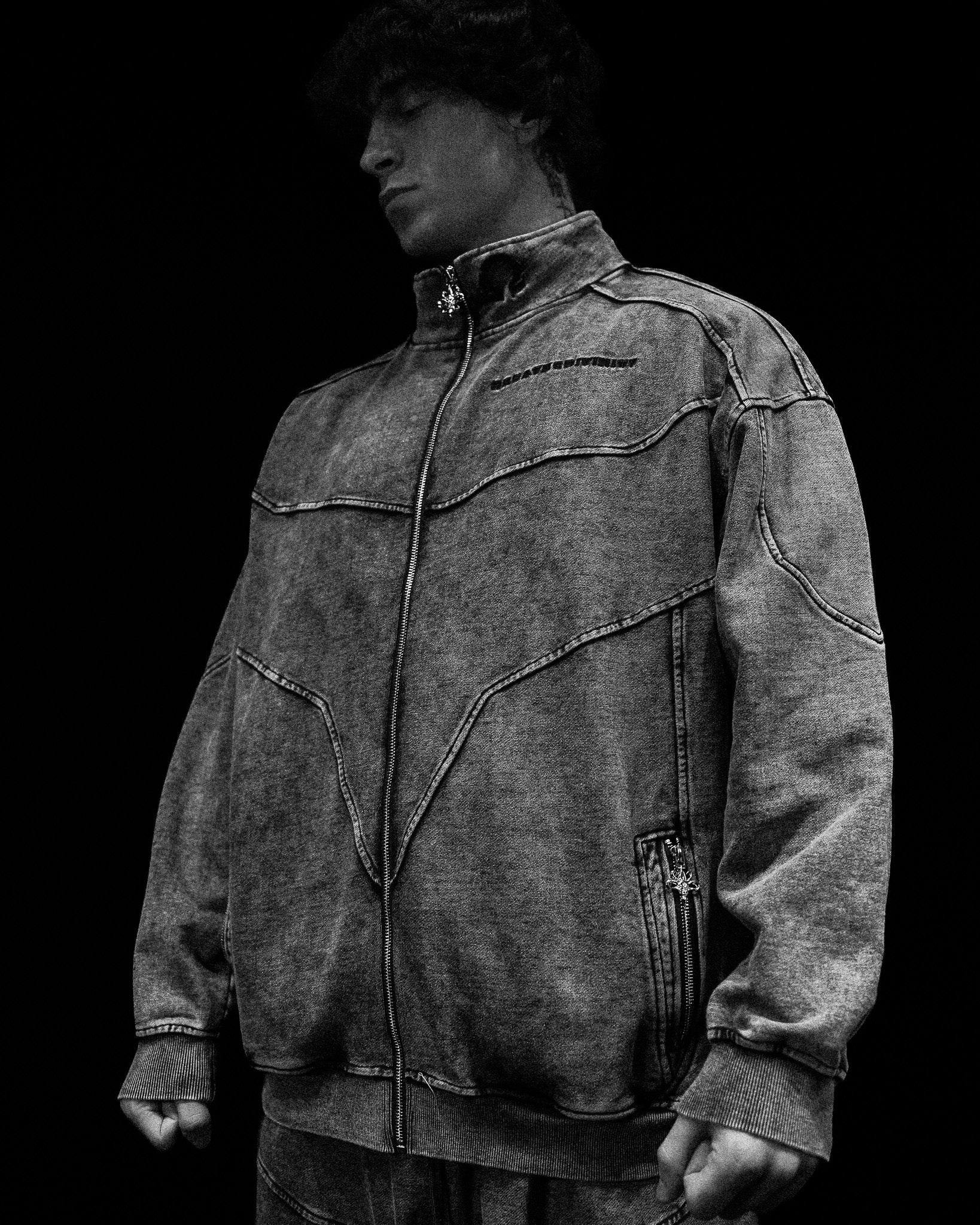 Deconstructed Oversized Cut & Sew Panel Full Zip Jacket [VINTAGE ...