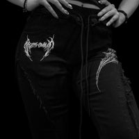 Flared Distressed Denim Jeans [VOID BLACK]