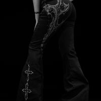 Flared Distressed Denim Jeans [VOID BLACK]
