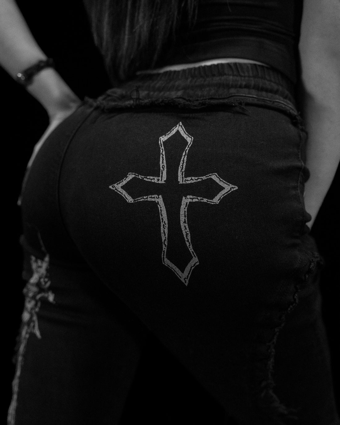 Flared Distressed Denim Jeans [VOID BLACK]