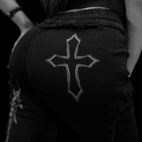 Flared Distressed Denim Jeans [VOID BLACK]