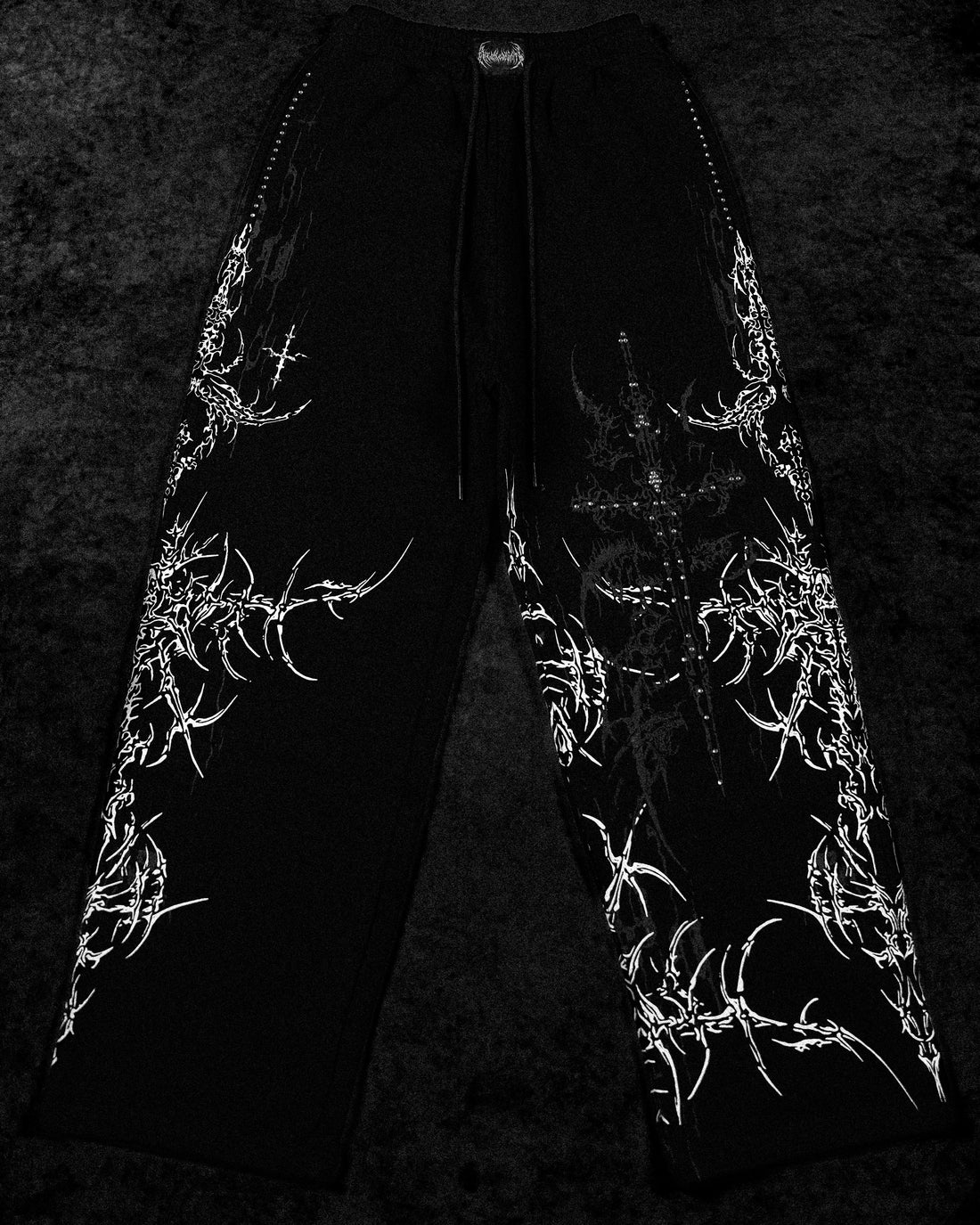 Women's Widow's Blade Rhinestone Uncuffed luxury sweatpants [VOID BLACK]
