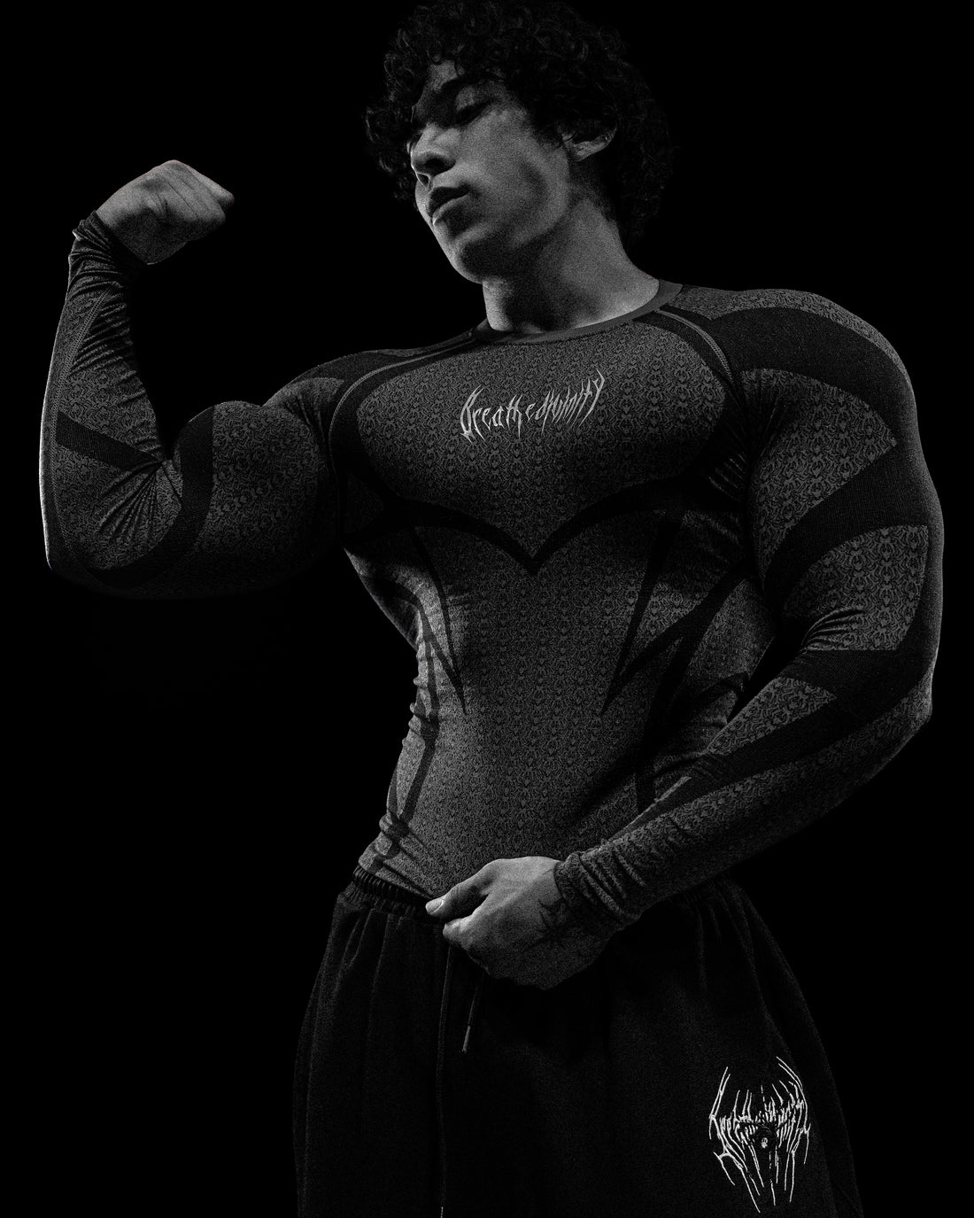 Doom Tech™ Spider-Corpse Longsleeve Compression [MIDNIGHT / Silver Print]