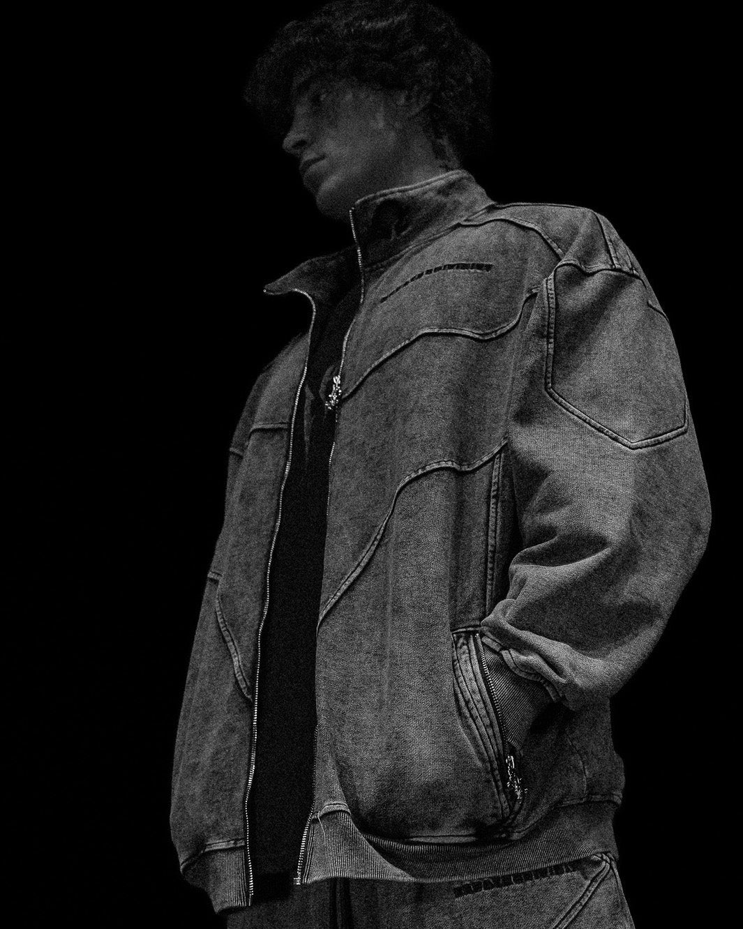 Deconstructed Oversized Cut & Sew Panel Full Zip Jacket  [VINTAGE]