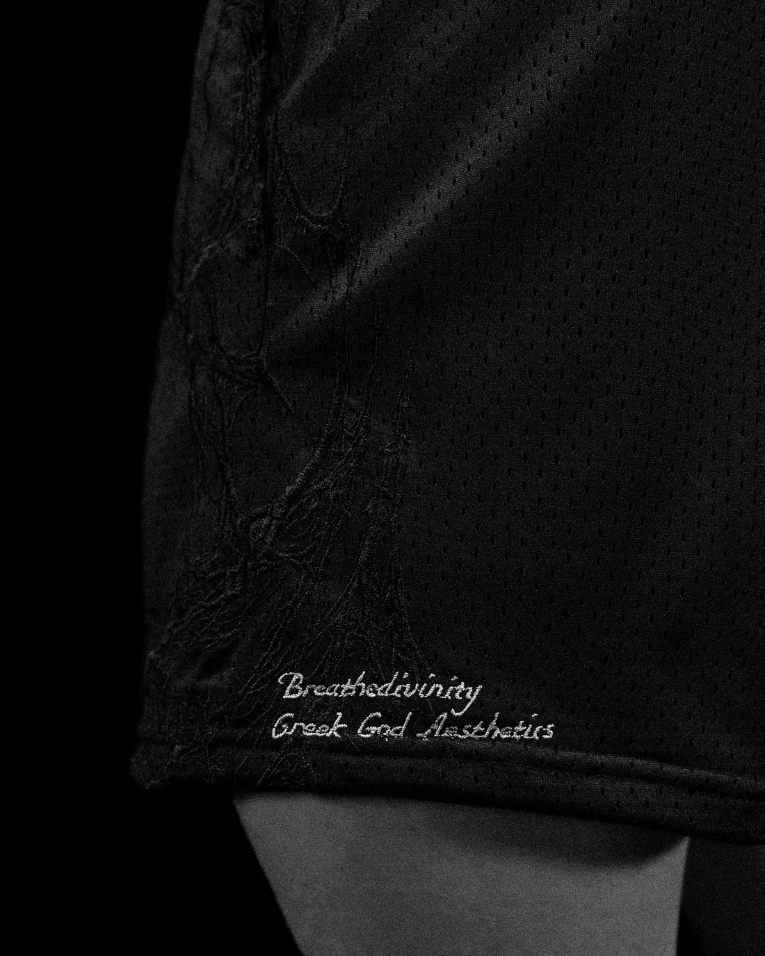 Eclipse Embroidery Bodybuilding Mesh Shorts [DARKNESS]