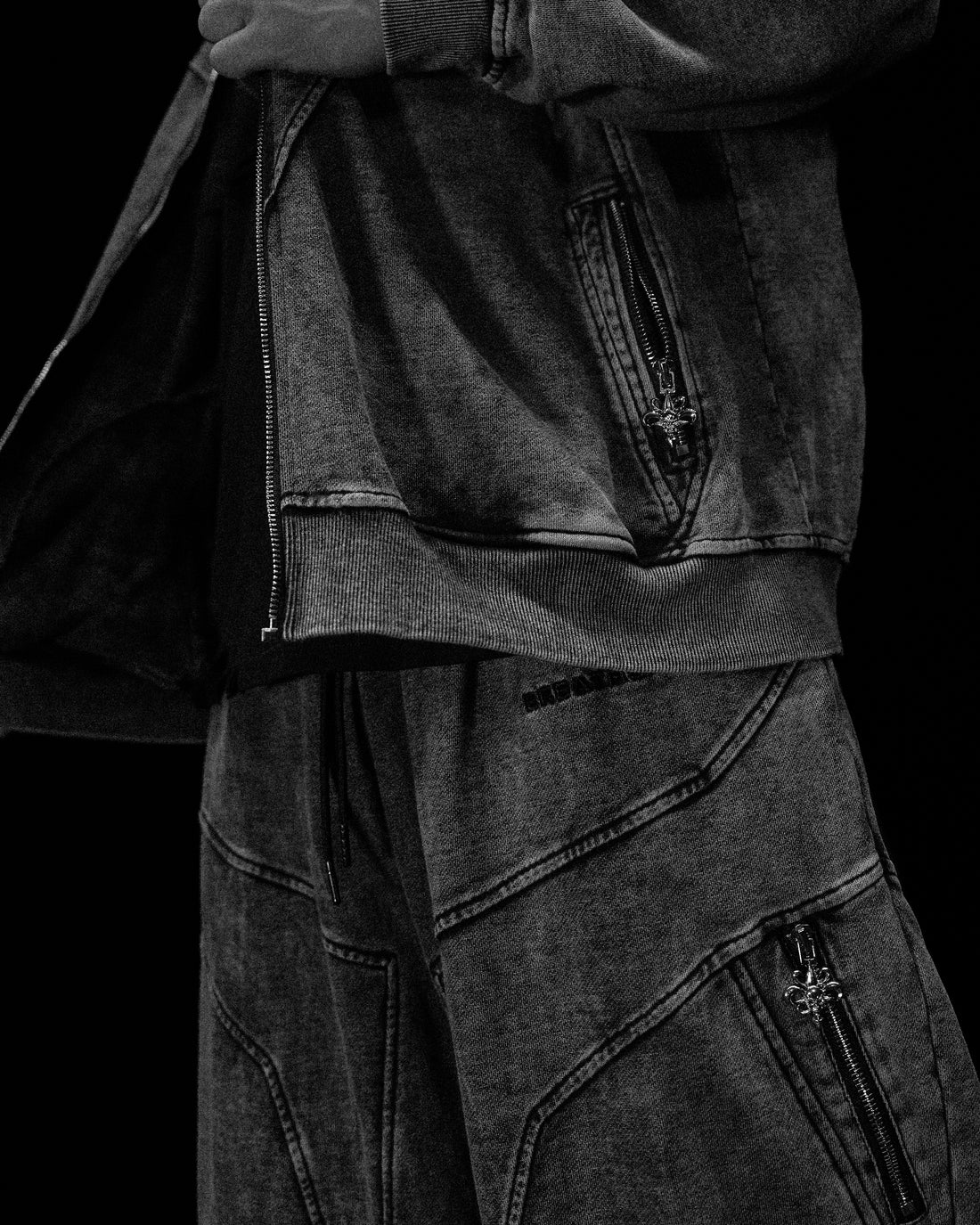 Deconstructed Oversized Cut & Sew Panel Full Zip Jacket  [VINTAGE]