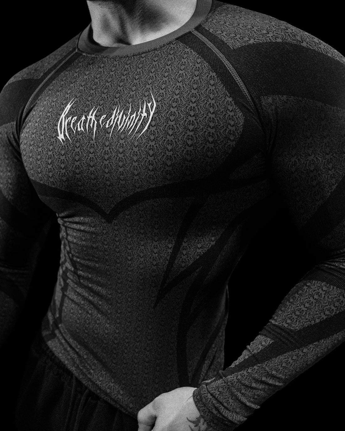 Doom Tech™ Spider-Corpse Longsleeve Compression [MIDNIGHT / Silver Print]