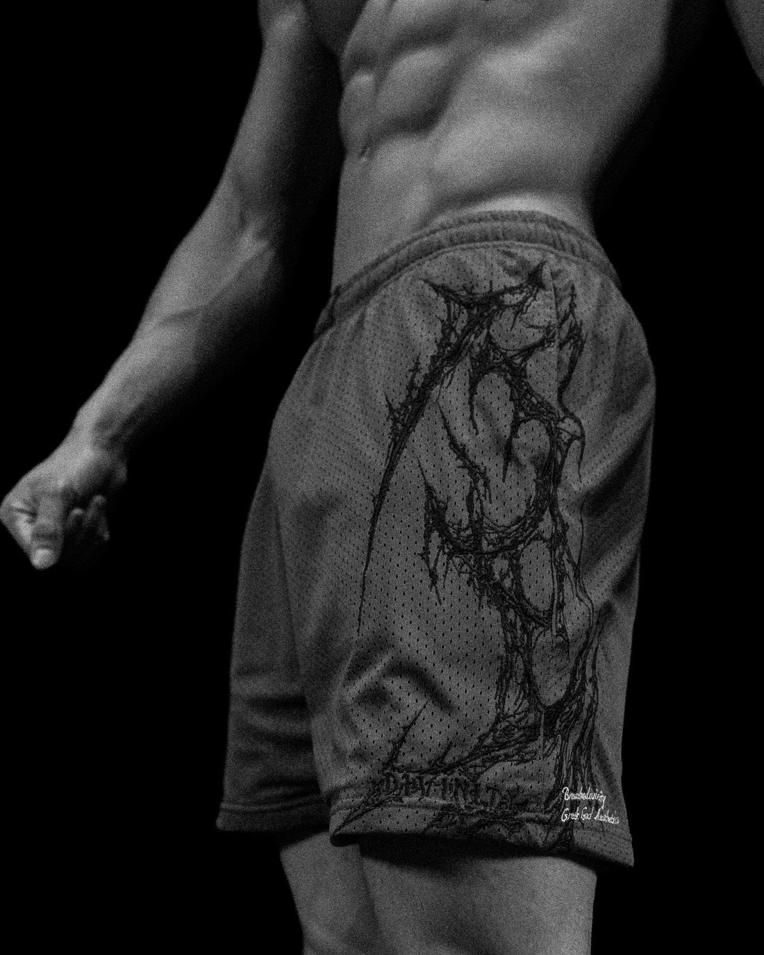 Eclipse Embroidery Bodybuilding Mesh Shorts [PURGATORY GREY]