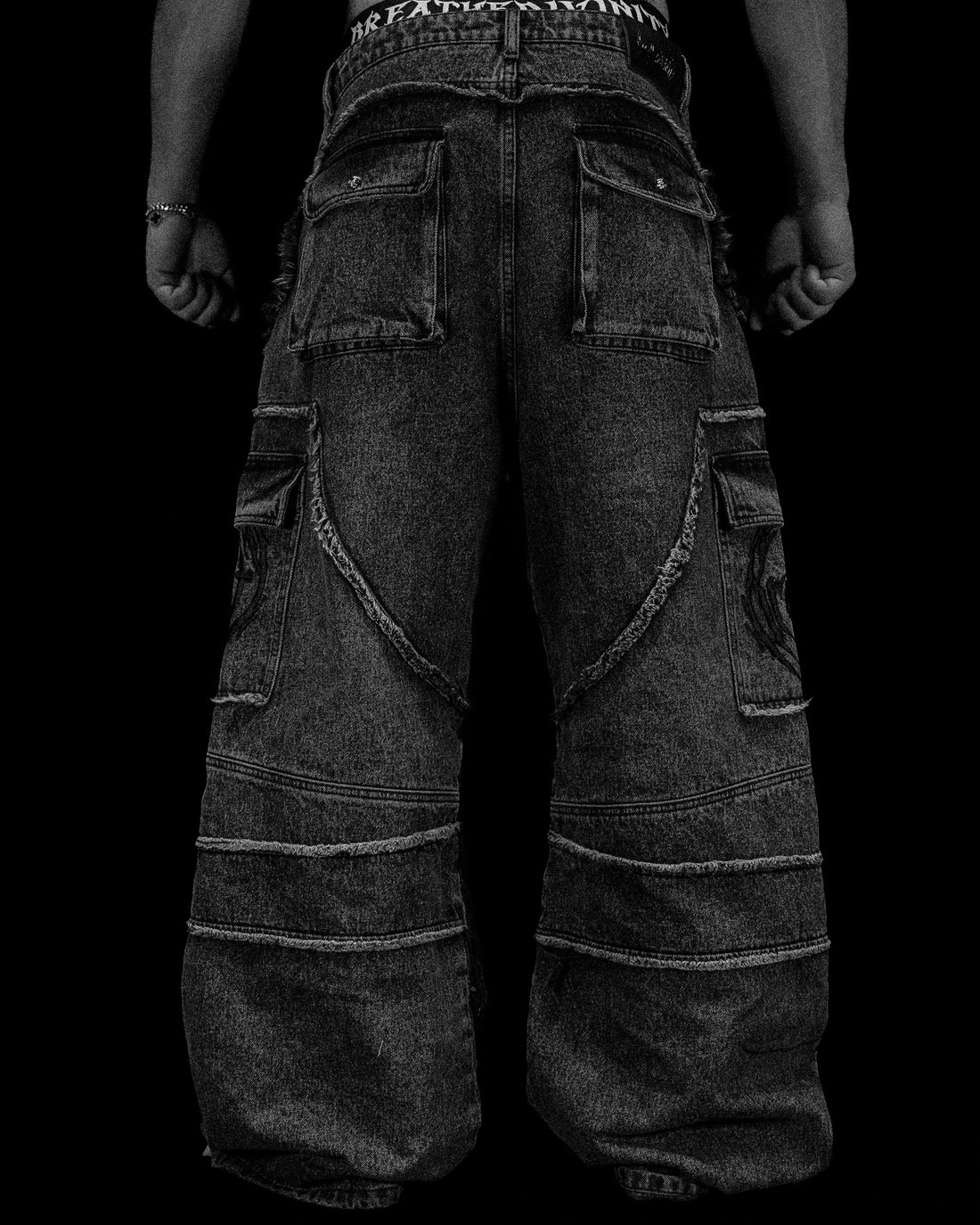 Oversized Distressed Denim Cargo jeans [VINTAGE WASH]
