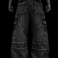 Oversized Distressed Denim Cargo jeans [VINTAGE WASH]