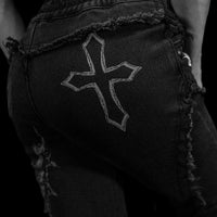 Flared Distressed Denim Jeans [VINTAGE]