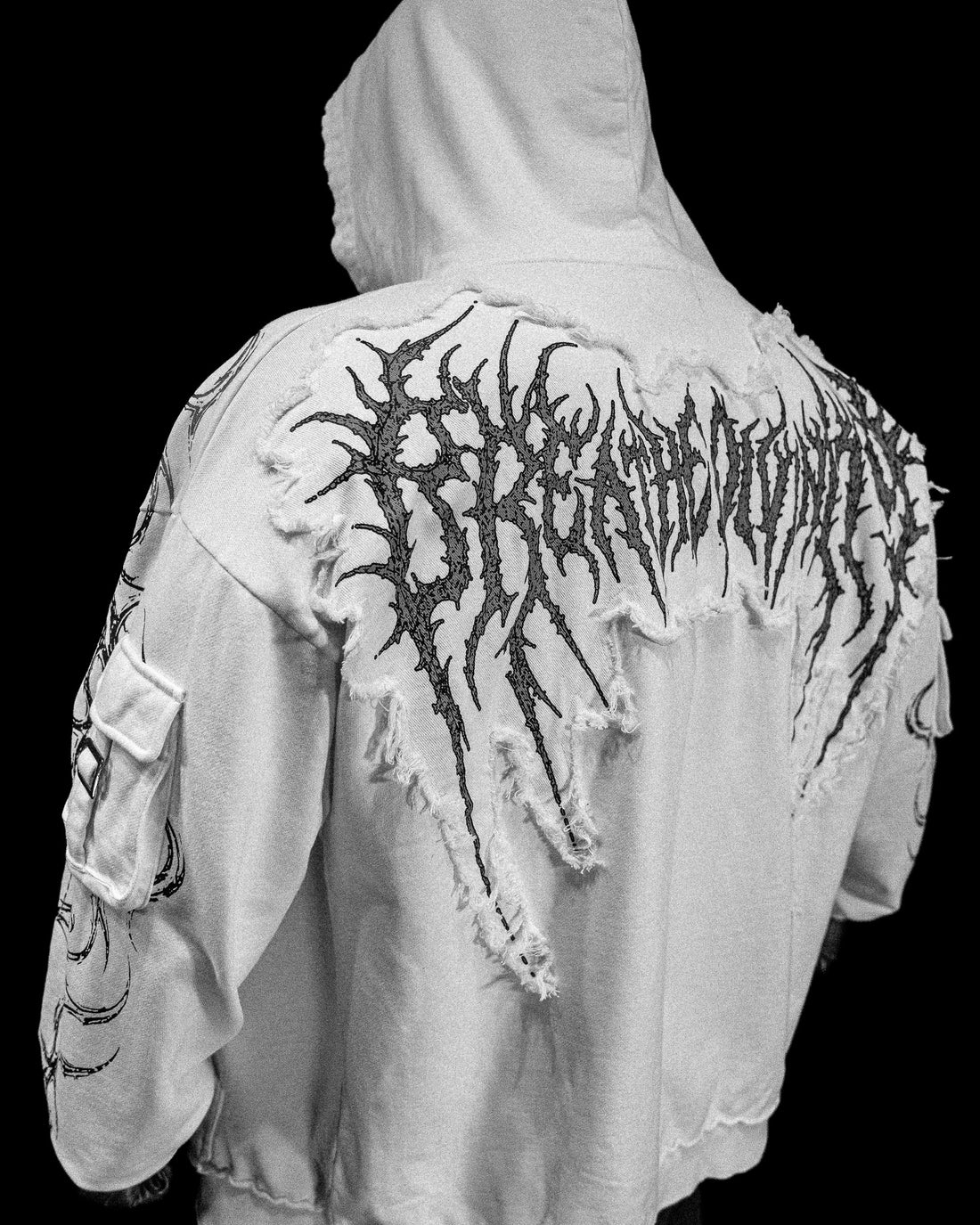 Vindicator Tarnished Cargo Oversized Zip-up Hoodie [DIVINE WHITE]