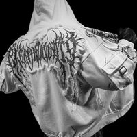 Vindicator Tarnished Cargo Oversized Zip-up Hoodie [DIVINE WHITE]