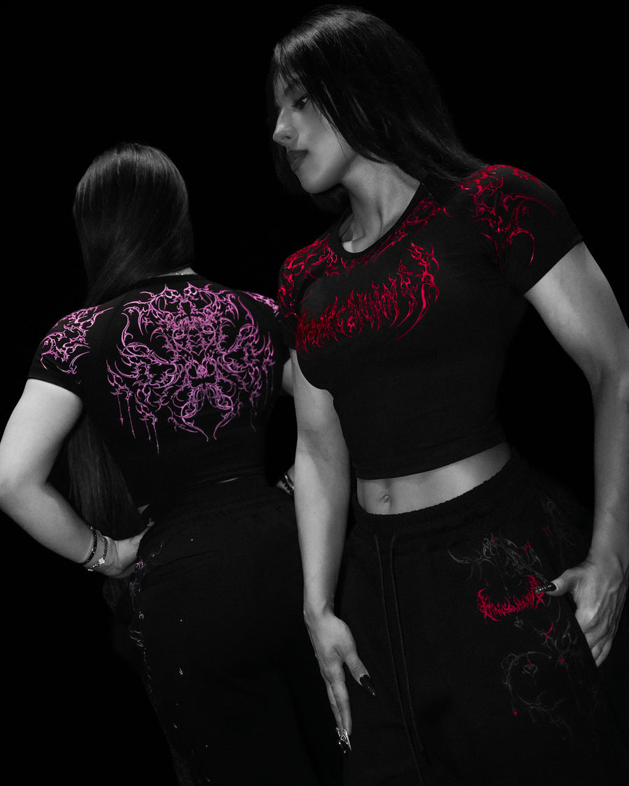 Women's Void Tech™ Black Petal Cropped Compression [NIGHTMARE]