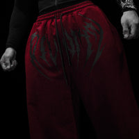 Nightstalker Banana Shape Uncuffed luxury sweatpants [CRIMSON RED]