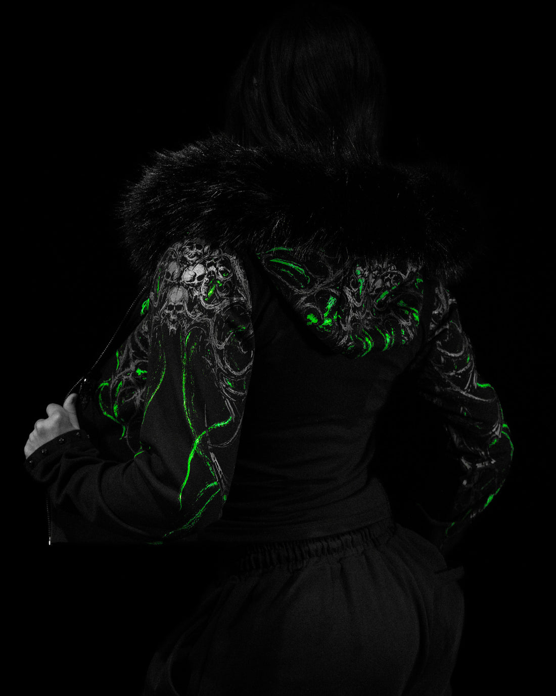 Infernal Faux Fur Lined Zip-Up [GLOW IN THE DARK]