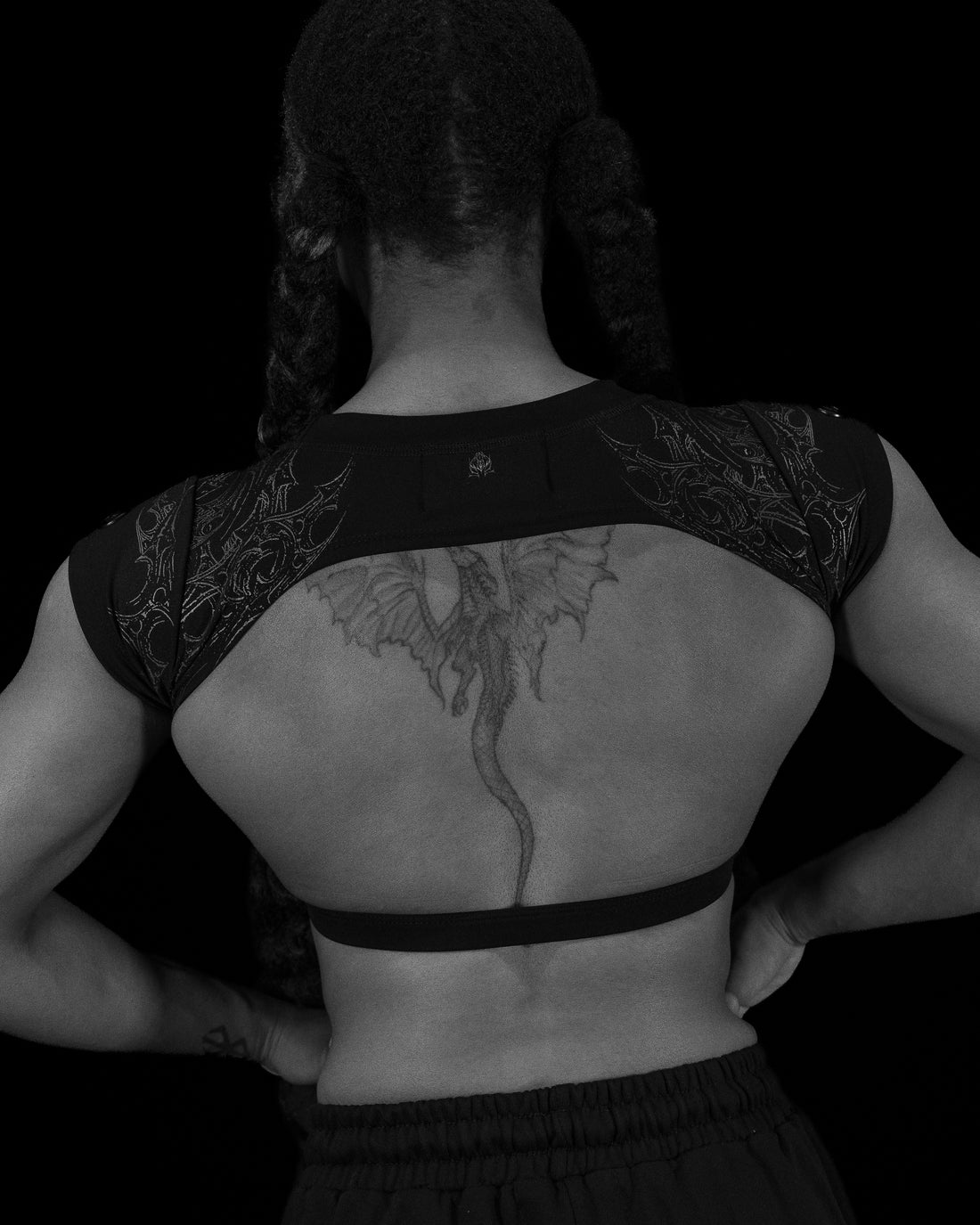Women's Seraphim Open Back Crop Top [DARKNESS]