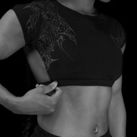 Women's Seraphim Open Back Crop Top [DARKNESS]