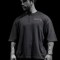 Oversized Elegance Waffle Henley [BLUEBERRY MUFFIN]