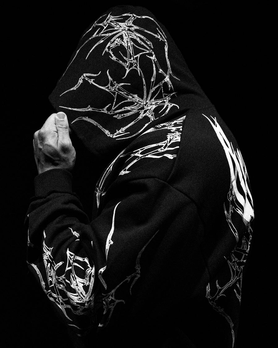 Venom Oversized Zip-up Hoodie [VOID BLACK]