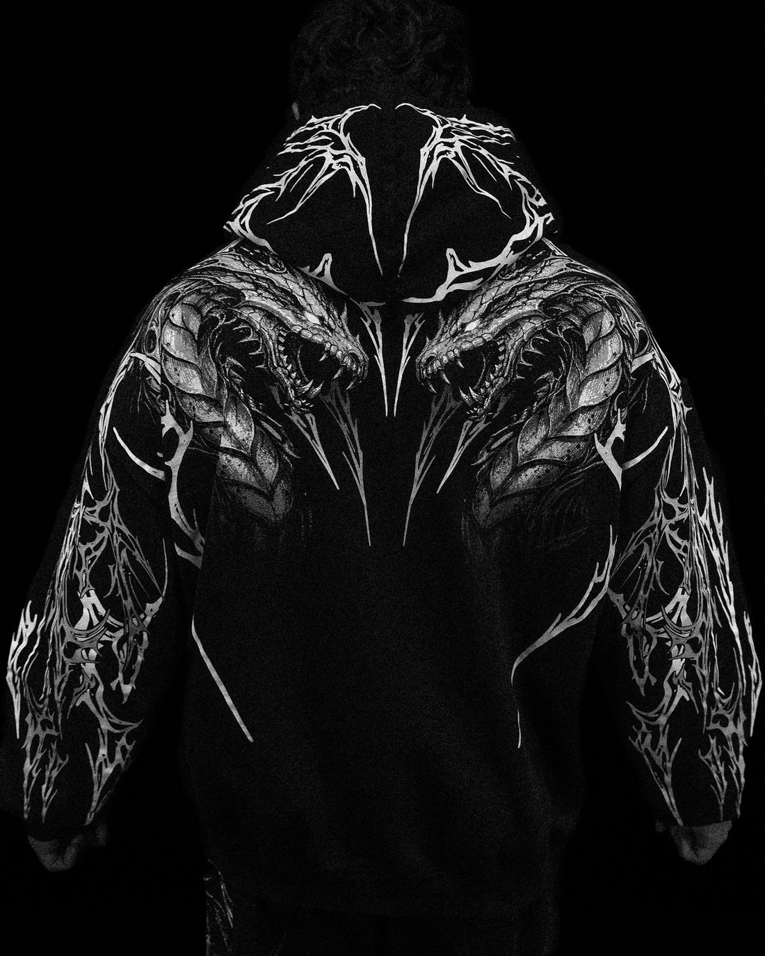 Tarnished Leviathan Oversized Zip-up Hoodie [VOID BLACK]
