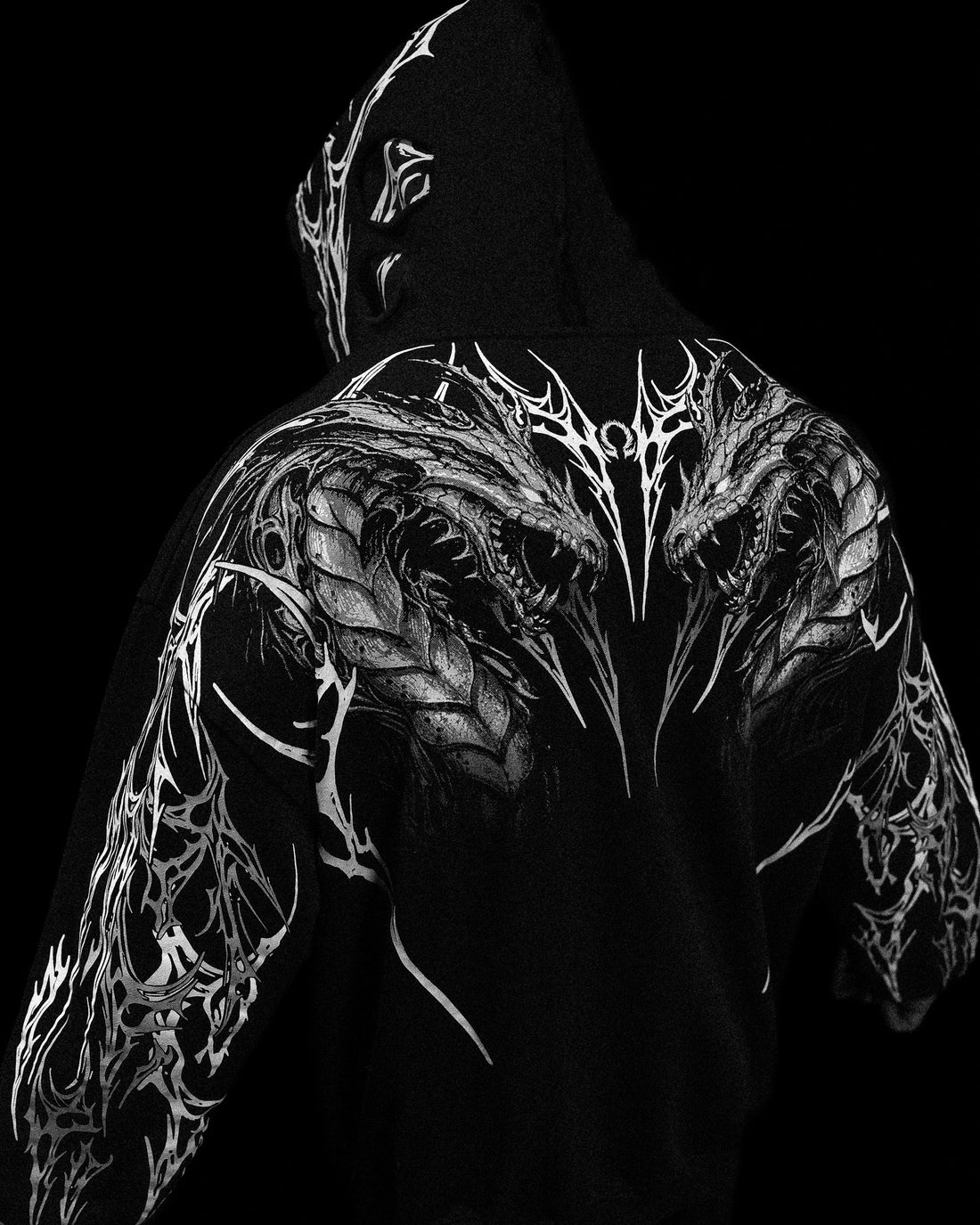 Tarnished Leviathan Oversized Zip-up Hoodie [VOID BLACK]