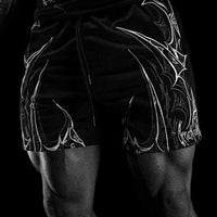 Skeletal Embroidered Bodybuilding mesh shorts [VOID BLACK]