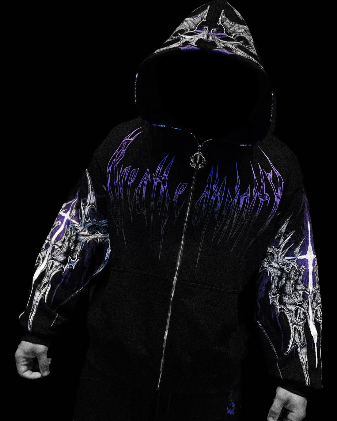 Death Blight Oversized Zip-Up Hoodie [HOLLOW PURPLE]