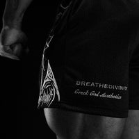 Skeletal Embroidered Bodybuilding mesh shorts [VOID BLACK]